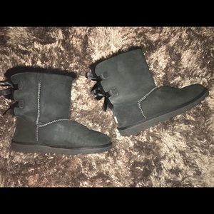 Uggs with Black Satin Bows